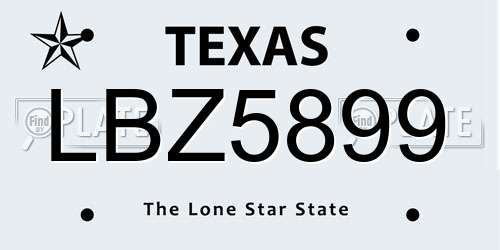 LBZ5899 Texas License Plate