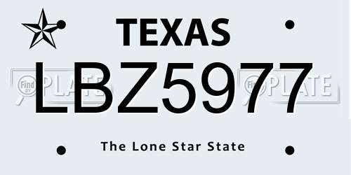 LBZ5977 Texas License Plate