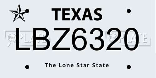 LBZ6320 Texas License Plate