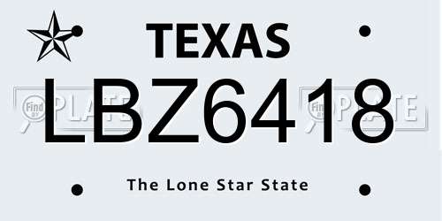 LBZ6418 Texas License Plate