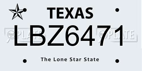 LBZ6471 Texas License Plate