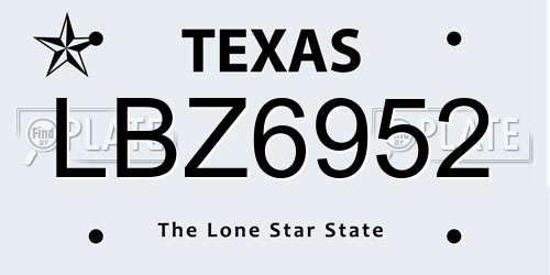 LBZ6952 Texas License Plate