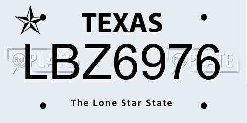 LBZ6976 Texas License Plate