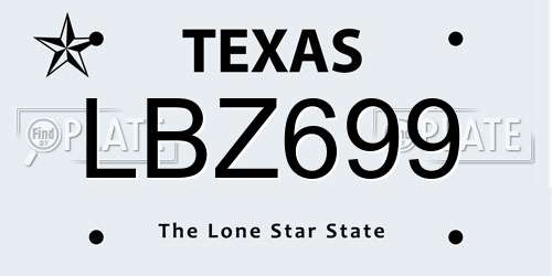 LBZ699 Texas License Plate
