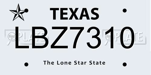 LBZ7310 Texas License Plate