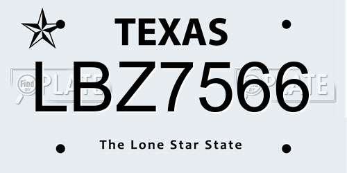 LBZ7566 Texas License Plate