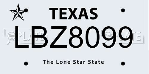 LBZ8099 Texas License Plate
