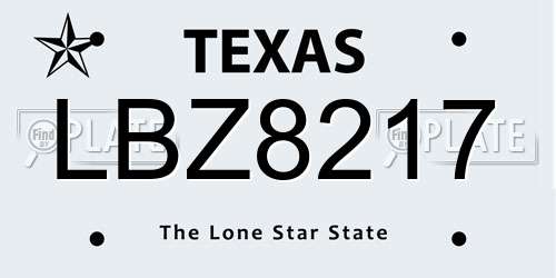 LBZ8217 Texas License Plate