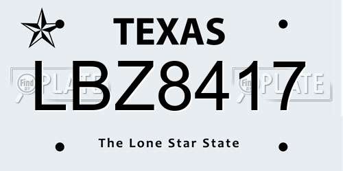 LBZ8417 Texas License Plate