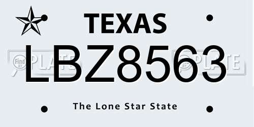LBZ8563 Texas License Plate