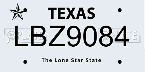 LBZ9084 Texas License Plate