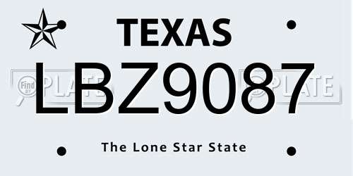 LBZ9087 Texas License Plate