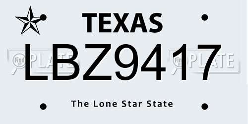 LBZ9417 Texas License Plate