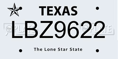 LBZ9622 Texas License Plate