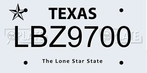LBZ9700 Texas License Plate