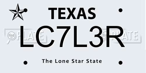LC7L3R Texas License Plate