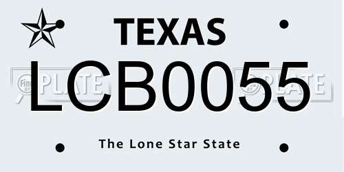 LCB0055 Texas License Plate