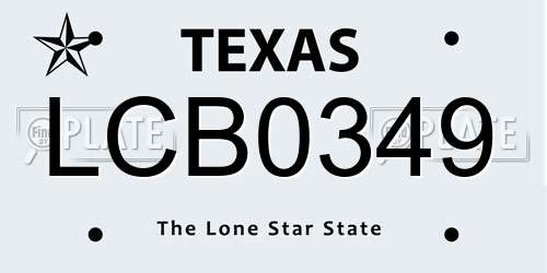 LCB0349 Texas License Plate