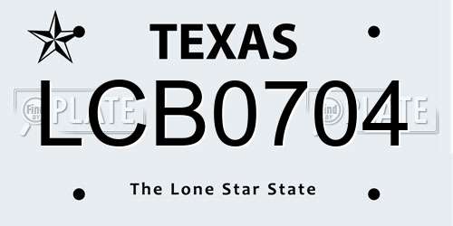 LCB0704 Texas License Plate