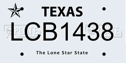 LCB1438 Texas License Plate