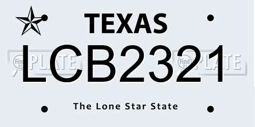 LCB2321 Texas License Plate
