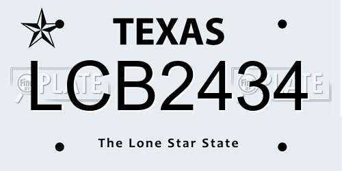 LCB2434 Texas License Plate