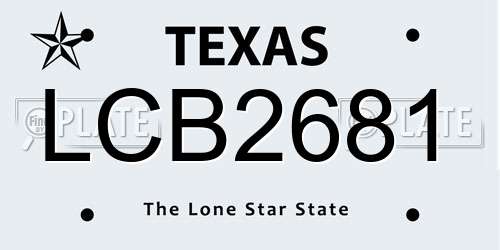 LCB2681 Texas License Plate