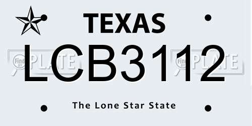 LCB3112 Texas License Plate