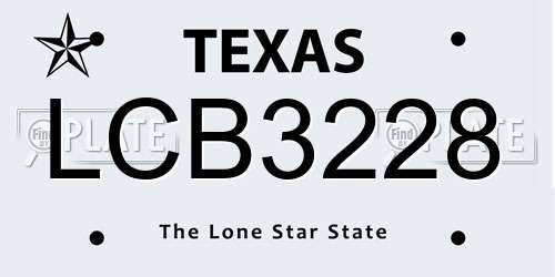 LCB3228 Texas License Plate