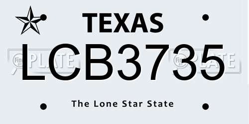 LCB3735 Texas License Plate