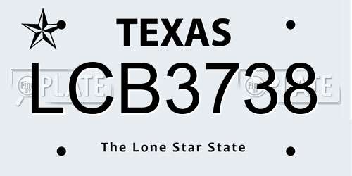 LCB3738 Texas License Plate