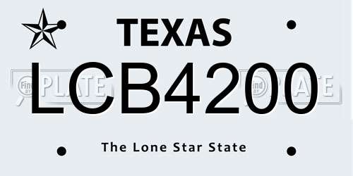 LCB4200 Texas License Plate