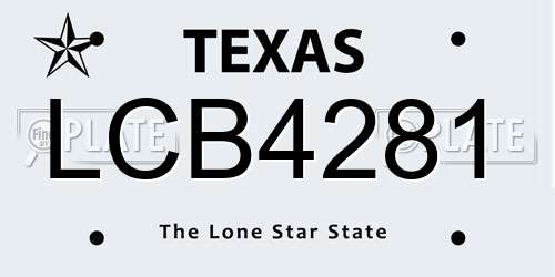 LCB4281 Texas License Plate