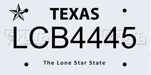 LCB4445 Texas License Plate