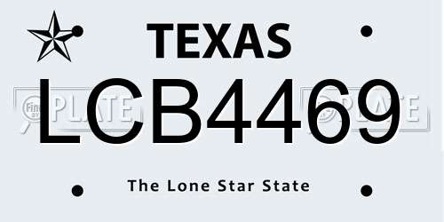 LCB4469 Texas License Plate