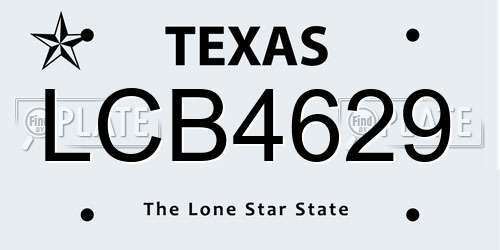 LCB4629 Texas License Plate