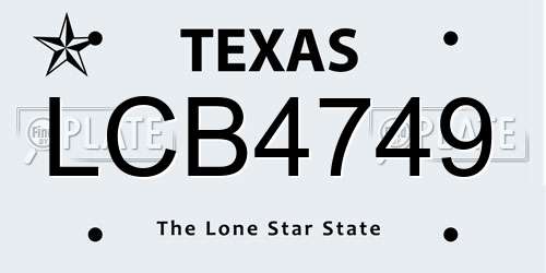 LCB4749 Texas License Plate