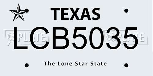 LCB5035 Texas License Plate
