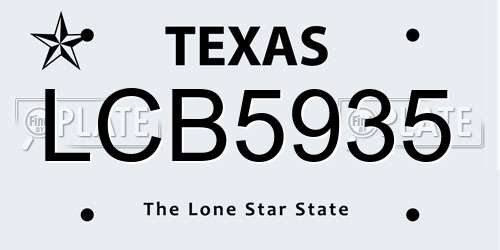 LCB5935 Texas License Plate