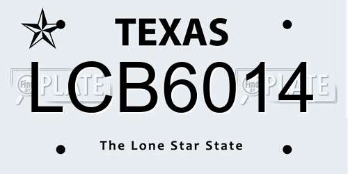 LCB6014 Texas License Plate