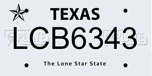 LCB6343 Texas License Plate