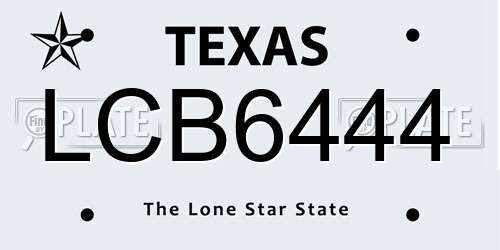 LCB6444 Texas License Plate