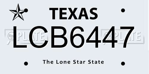 LCB6447 Texas License Plate