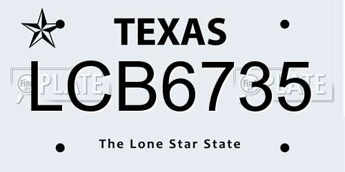 LCB6735 Texas License Plate