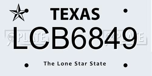 LCB6849 Texas License Plate