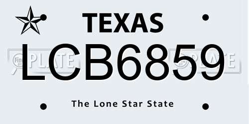 LCB6859 Texas License Plate