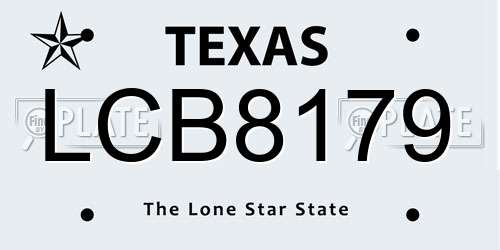 LCB8179 Texas License Plate