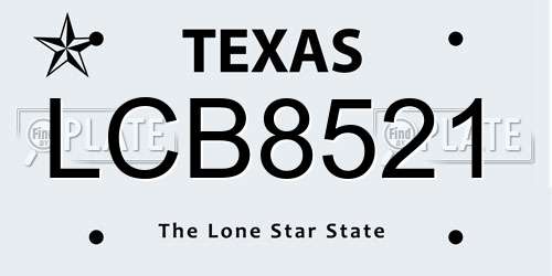 LCB8521 Texas License Plate