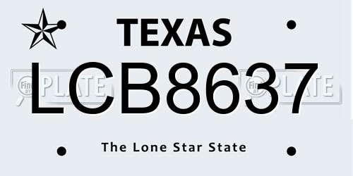 LCB8637 Texas License Plate