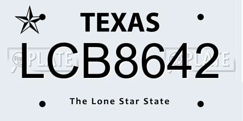 LCB8642 Texas License Plate
